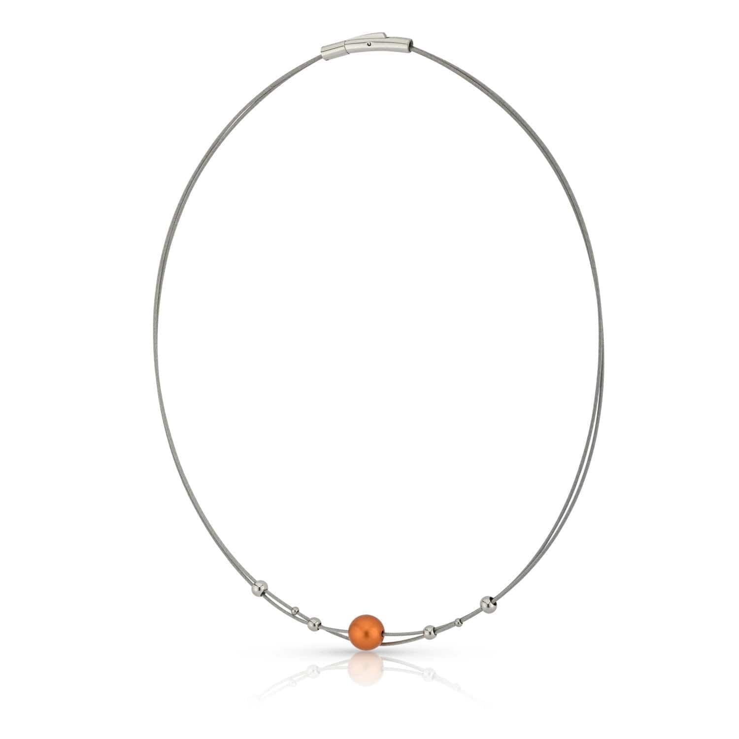 Ketting kleine bolletjes en oranje bol C274O