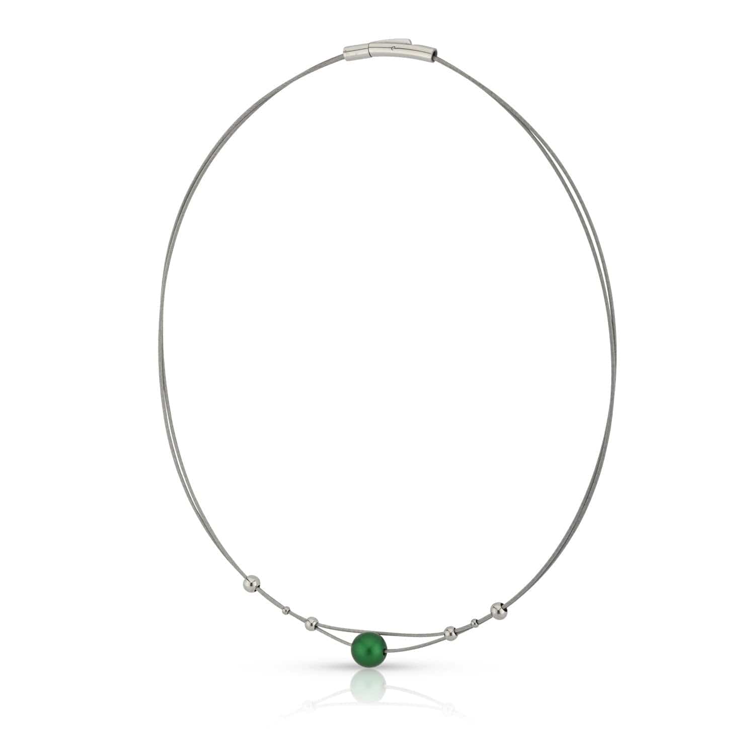 Ketting kleine bolletjes en groene bol C274GR