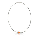 Ketting kleine bolletjes en oranje bol C274O