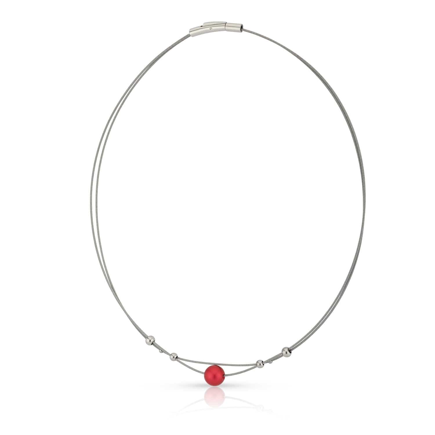 Ketting kleine bolletjes en rode bol C274R