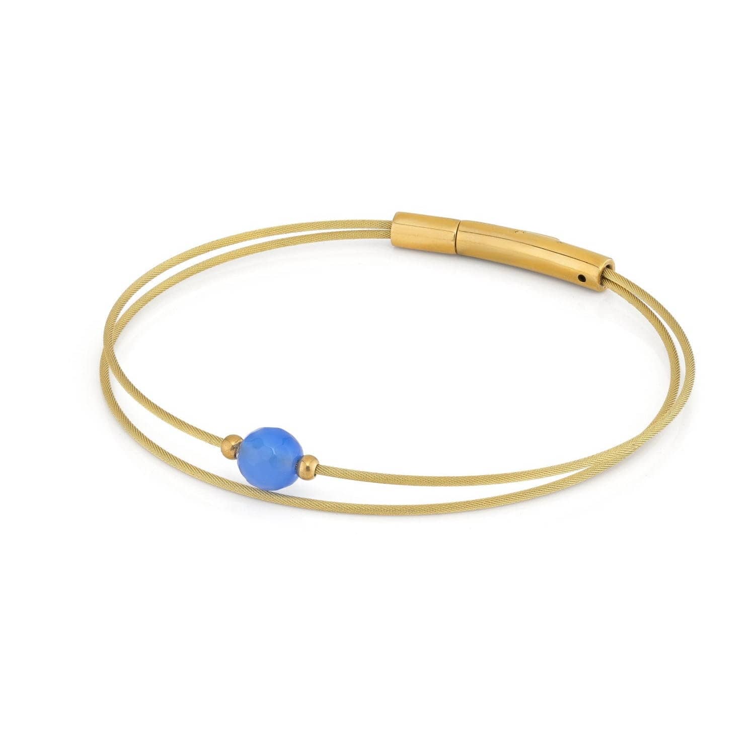 Thinking of You edelsteen armband blauwe Agaat goudkleur | A714GG