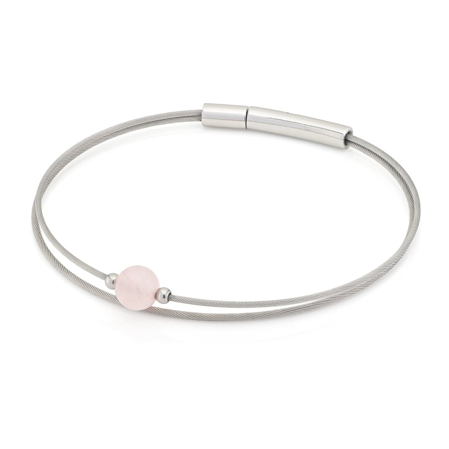 Armband edelsteen Rozenkwarts zilverkleur Thinking of You A711B | CLIC by Suzanne