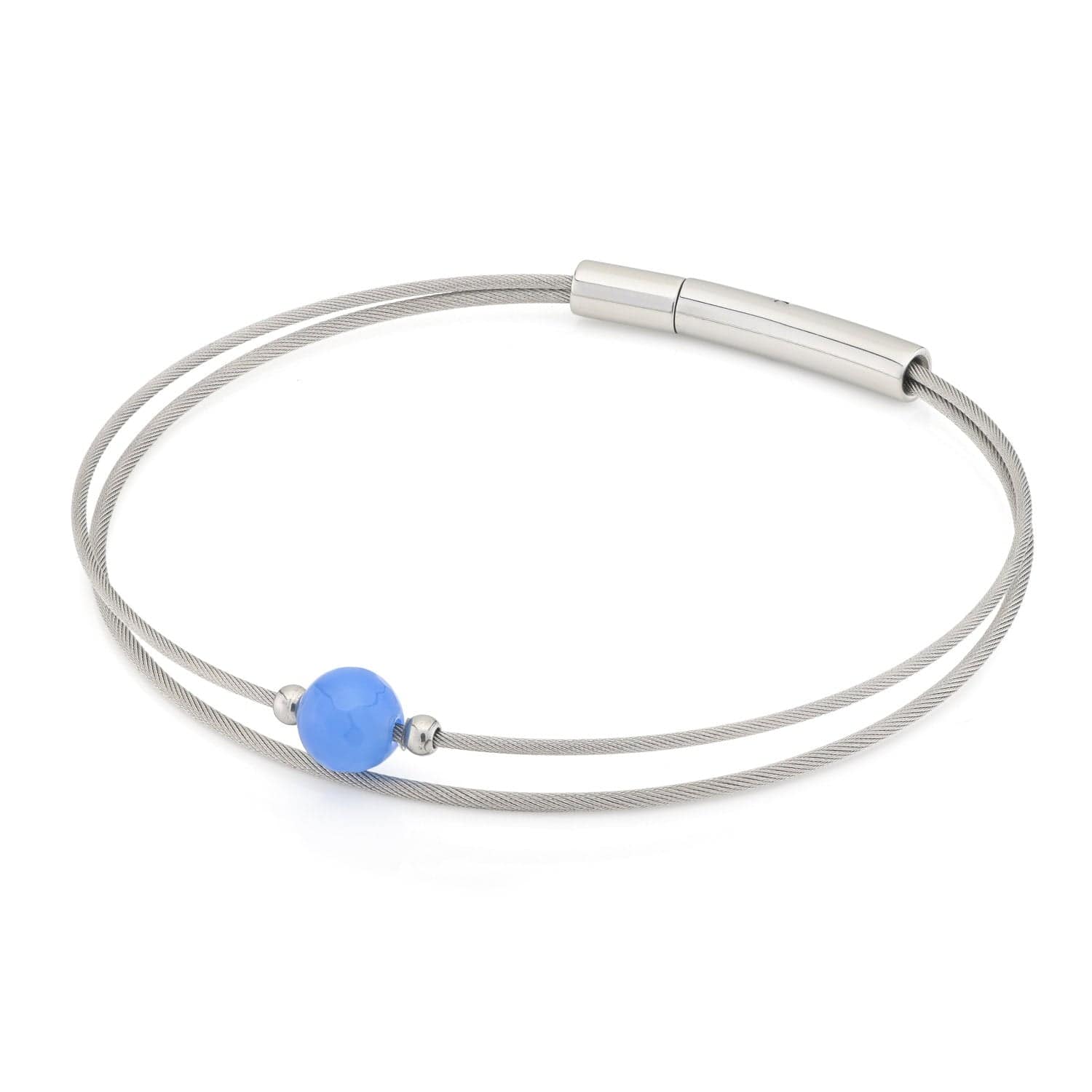 Armband edelsteen Blauwe Agaat zilverkleur Thinking of You A714B | CLIC by Suzanne